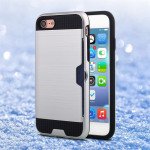 Wholesale iPhone 8 Plus / 7 Plus Credit Card Slot Armor Hybrid Case (Silver)